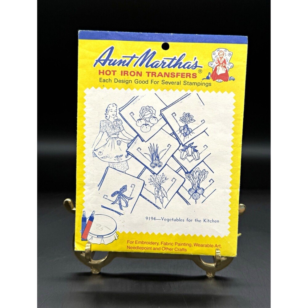 Aunt Martha's Hot Iron-On Transfers 9194 Vegetables for Kitchen